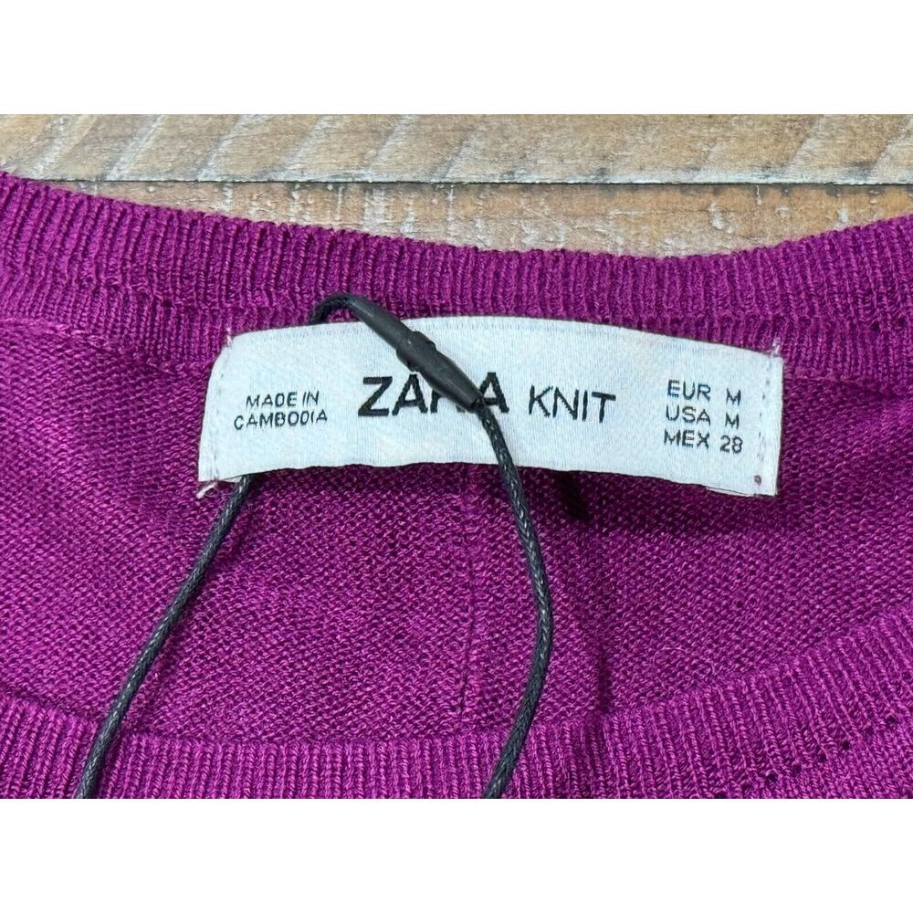Zara Purple Knit Lightweight Sweater Top High Low - Women's Size M - Picture 6 of 6